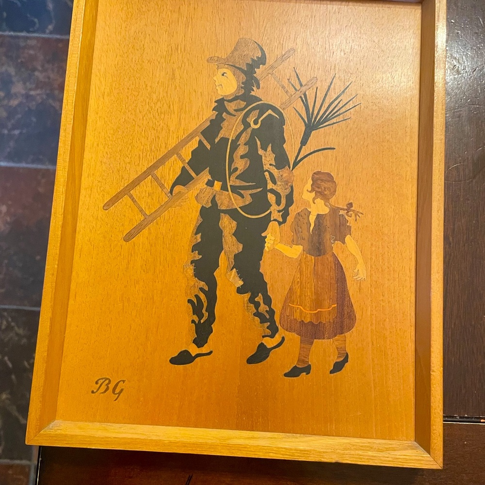 Buchschmid & Gretaux Wood Inlay BG Art Piece Chimney Sweep